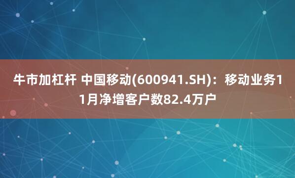 牛市加杠杆 中国移动(600941.SH)：移动业务11月净增客户数82.4万户