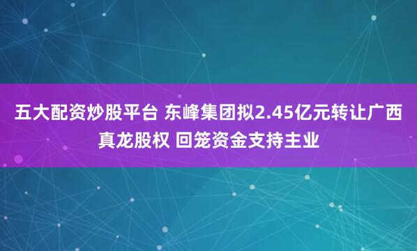 五大配资炒股平台 东峰集团拟2.45亿元转让广西真龙股权 回笼资金支持主业