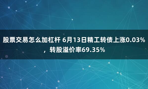 股票交易怎么加杠杆 6月13日精工转债上涨0.03%，转股溢价率69.35%